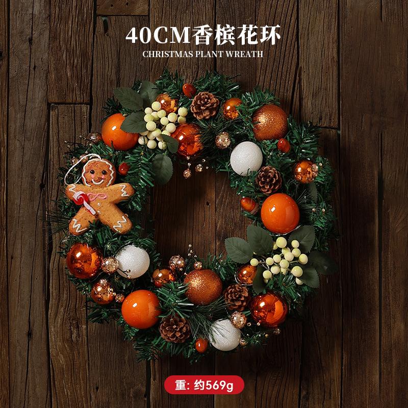 

Handmade PVC Christmas Wreath Hanging Ornament Indoor Small Pine Needle Cones with Upside Rattan Bow Pendant Indoor Decorations Medium