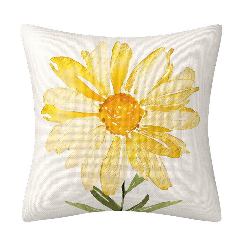 Summer Small Daisy Linen Pillowcase Yellow Letters Fresh Pillow Home Decoration Pillowcase