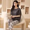 Women's Summer Korean Cartoon Pajama Set - Short-Sleeved Top with Seven-Point Pants