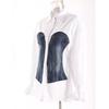 Nischen-Design Frühling 2025 Colorblock Patchwork Denim Korsett Taillenformende Bluse für Damen