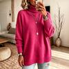 Autumn Winter Fashion Turtleneck Sweater Women Elegant Loose Knit Pullover Soft Cozy Thickened Base Layer Jumper