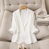 Vêtements pour femmes Style coréen Blazer blanc Été Coupe ample Amincissant la taille Élégant Bureau Décontracté Confortable
