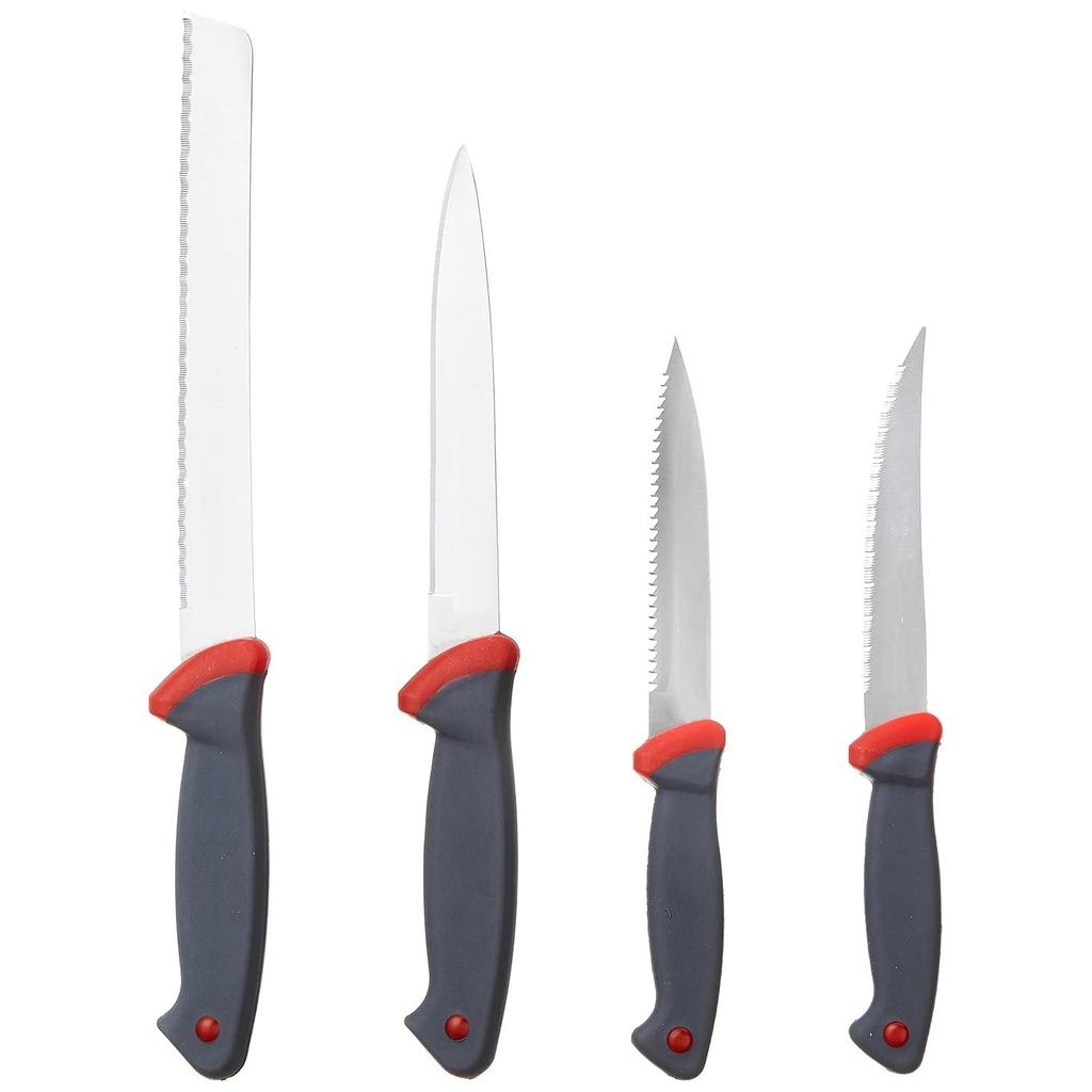 Premium High-Carbon Stainless Steel 4 Piece Knife Set | Laser, Plain, Carving and Bread Knife | Ergonomic Handle Design