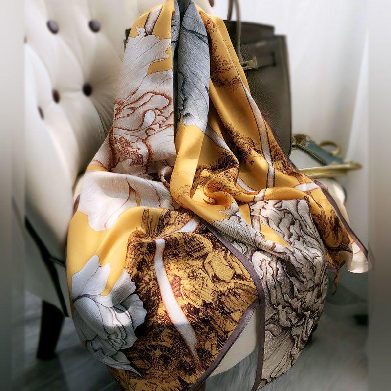 Gardenia Brocade Women's Versatile Scarf: Decorative Shawl, Sun Protection, Beach Towel