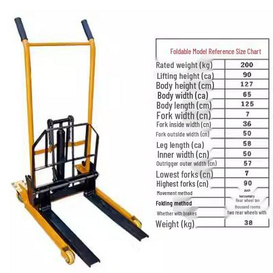 Compact Manual Hydraulic Forklift: Lightweight Foldable Stacker for Lifting and Handling