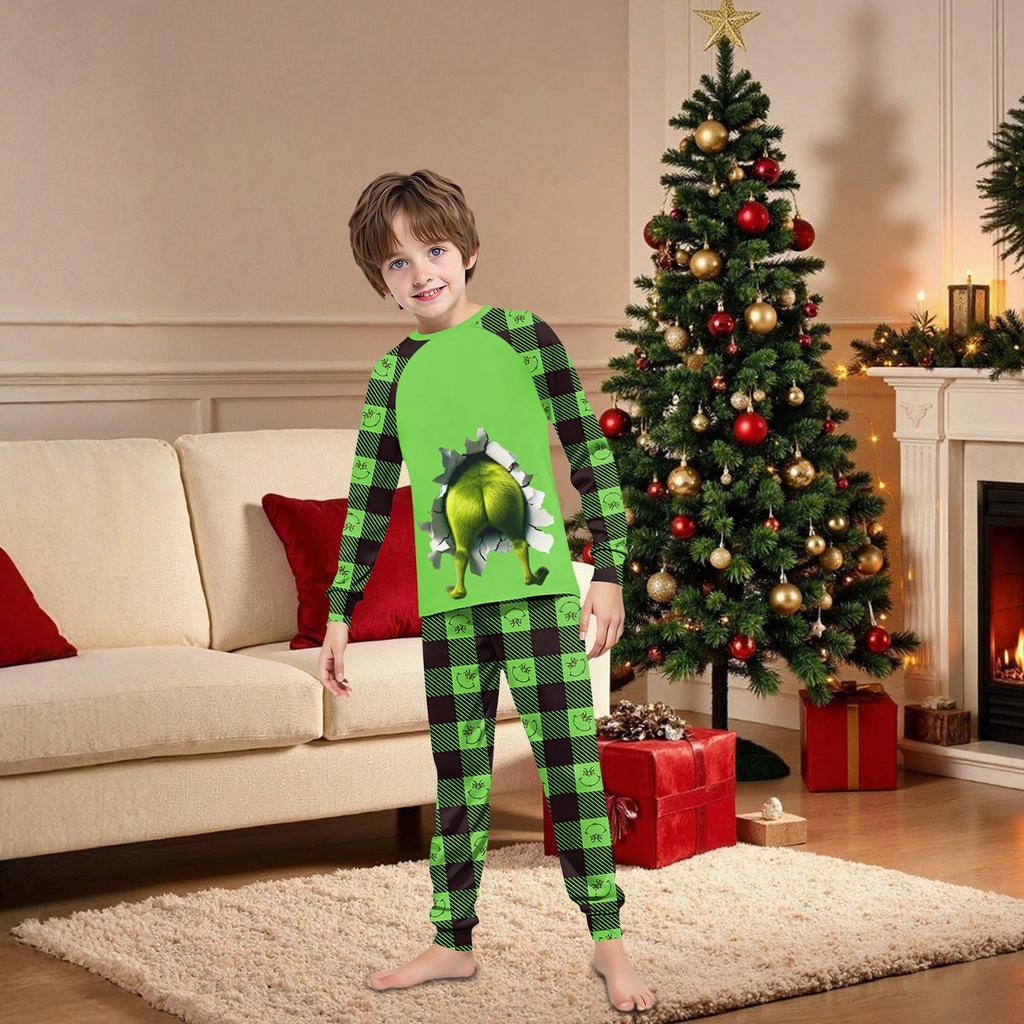 Family Matching Print Sets Pajamas Loungewear Outfits Family Matching Long Sleeve Tops+Pants Set