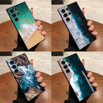 Blue Sea For Samsung Galaxy S25 S24 S23 Ultra S22 S21 Plus S20 Black Soft Silicone Protective Case