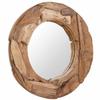 Vidaxl Decorative Mirror, Teak Wood, 80 Cm, Round