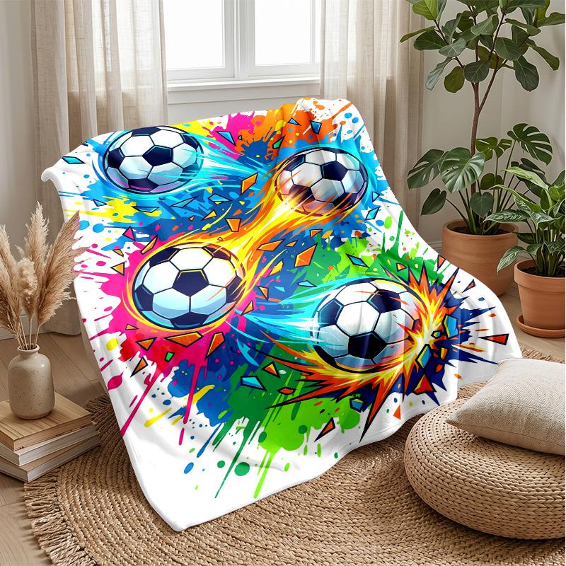 Soccer Ball Splash Art 2 Theme blanket Lightweight Warm Flannel Blanket Decorative Throw Blanket for Home Decoration