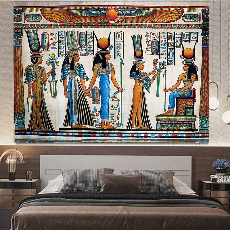 Ancient Egyptian Pictographic Tapestry Retro Egyptian Mythical Figures Wall Hanging Aesthetics Bedroom Living Room Home Decor
