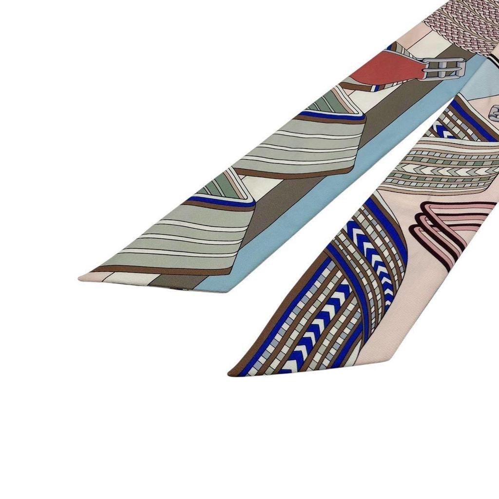 Used Good Item Hermes Zigzag Sungle Twilly Scarf Multicolor