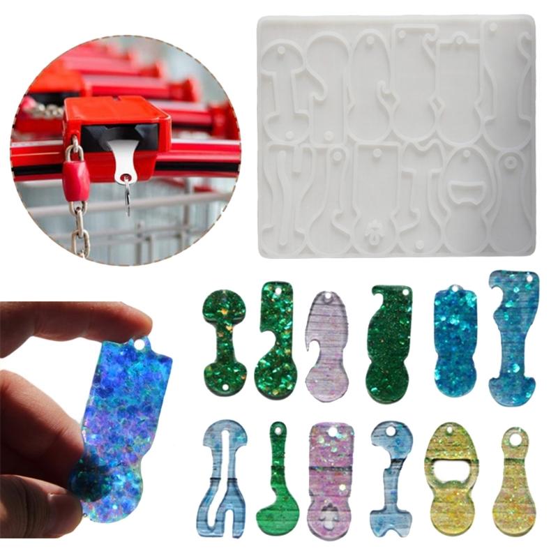 Reusable Silicone Trolley Tokens Mould Flexible Resin Keychain Crafting Tool for Homemade Decoration Projects Supplies