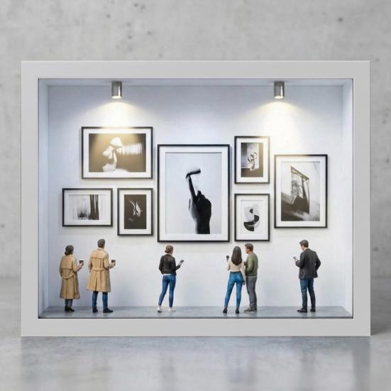 Light Up DIY Mini Museum Silhouette Box Personalized Memory Display Case Shadow Box Frame Kit with Mini Photo Frames