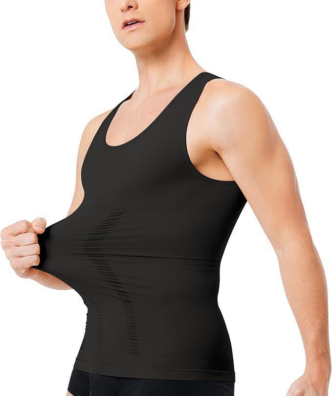 Men's Nylon Anti-static Seamless Body Shaper Vest with Tummy Control
