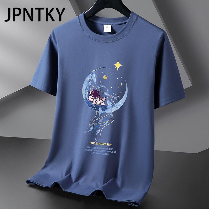 

JPNTKY Бавовняна футболка з коротким рукавом. Чоловіча модна вільна сорочка з половиною рукава. Сорочка з принтом. XXXXXXL ucla синього кольору