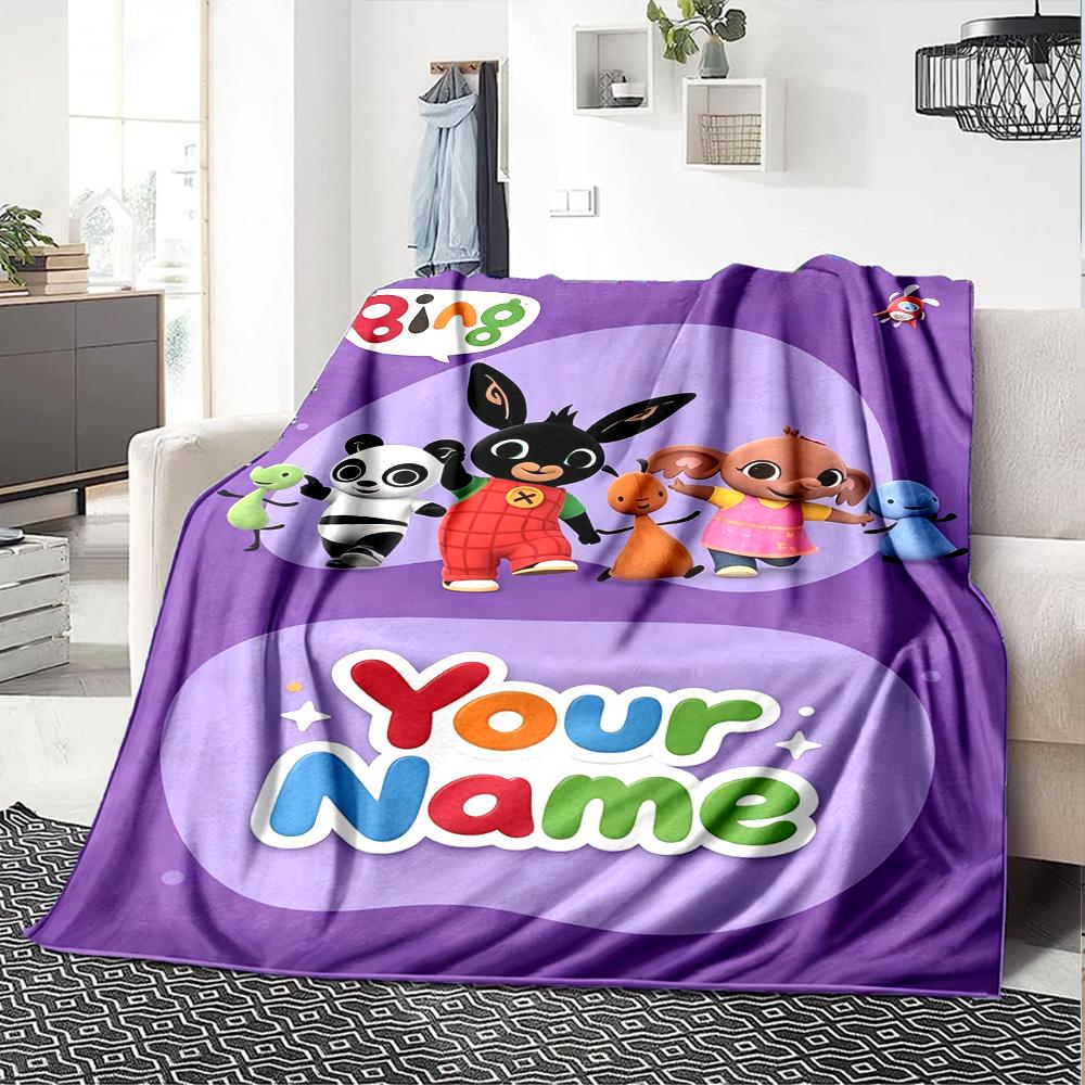 Name Custom Bing Print Flannel Blanket High Quality Warm Comfortable Cover for All Seasons Perfect for Gifts Home Decor