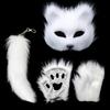 Animal Face Cover Foxes Tail Furry Gloves Plush Animal Tail Foxes Face Cover Paws Gloves for Halloween Cosplay Parties