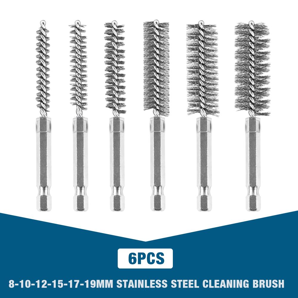 6/12Pcs Stainless Steel Wire Brush,Drilling Cleaning Brush Set, 1/4 Inch Hexagonal Handle, Grinding Polishing Rust Removal Tools