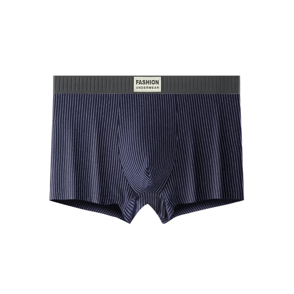 New Men's Pure Cotton Antibacterial Striped Boxer Briefs - Comfortable & Breathable