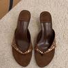 2026Women's Slippers Summer Vintage Rivets Clip Toe Designer High Heel Slippers Fashion Suede Outdoor Sexy Flip Flop Party