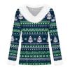 Women's Casual Long Sleeve Christmas Print Top with Plush Collar Holiday Tunic