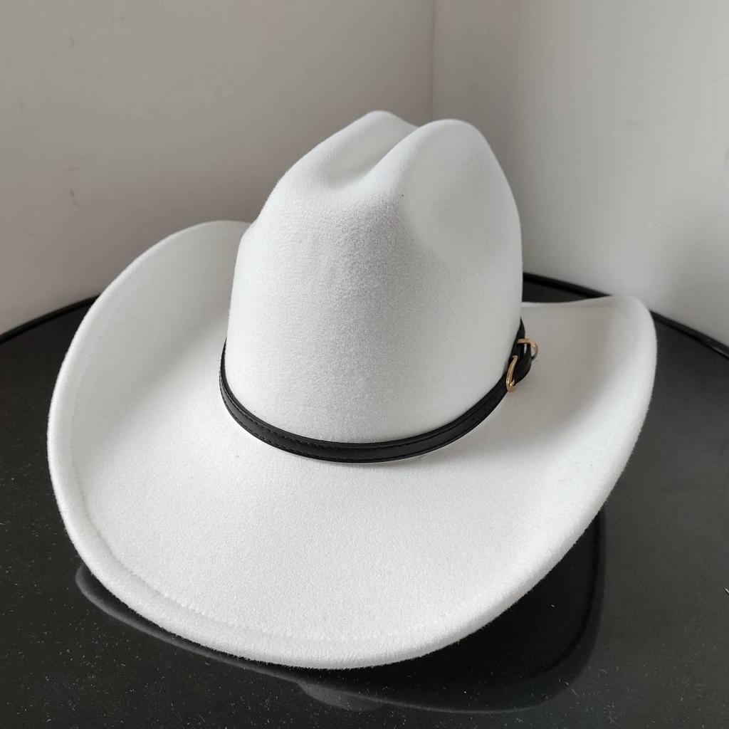 New White Western Cowboy Hat For Men And Women Jazz Cowboy Hat Color Belt Accessories Panama Sombrero Hombre Hat