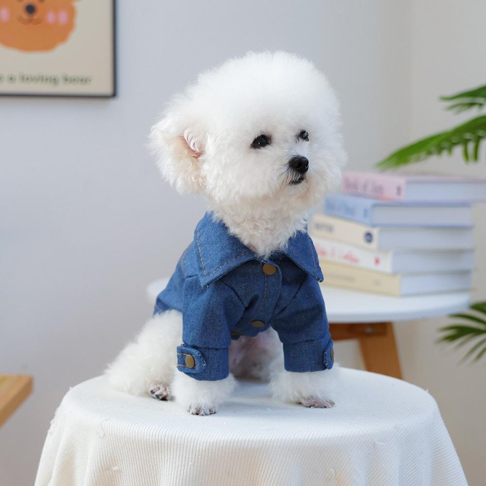 Blue Dog Denim Clothes Cute Dog Hoodie Creative Pet Costumes  Pet Supplies