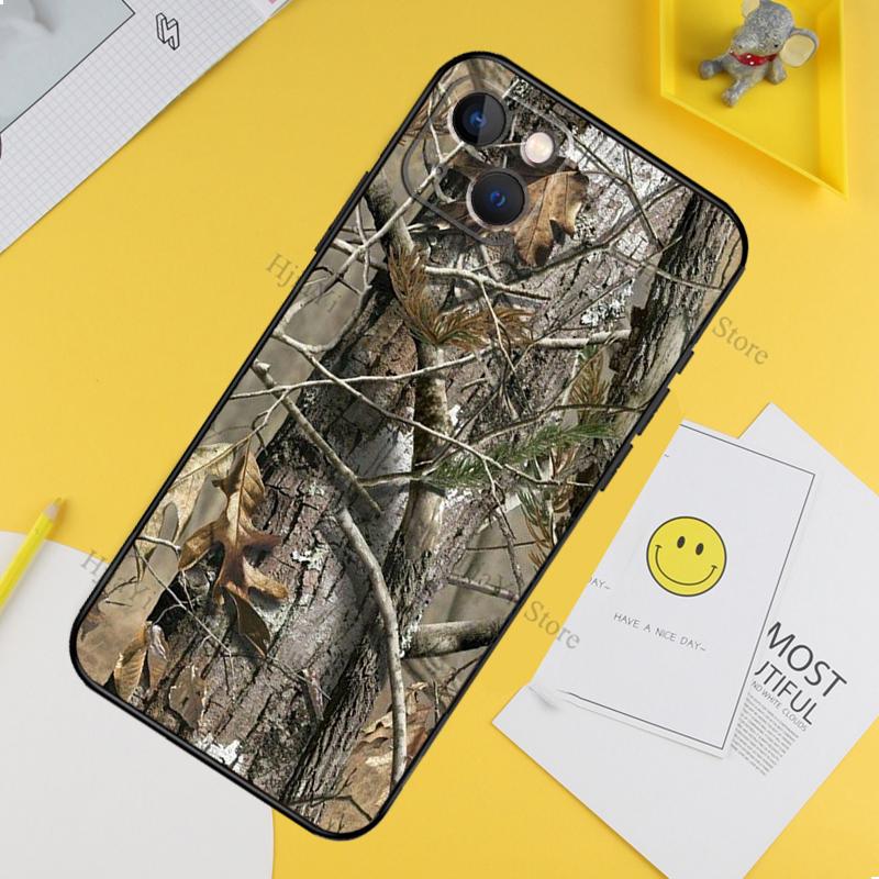 Hunting Camo Case For iPhone 13 11 12 14 15 16 Pro Max XR XS X Plus 13 Mini Bumper Cover Capa