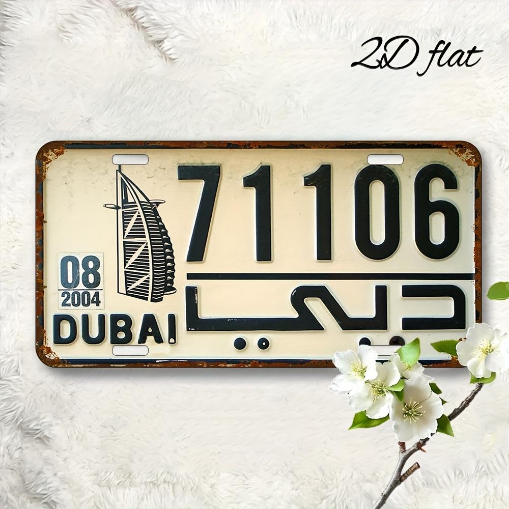 

D Flat xcm Vintage Dubai Aluminum Metal Sign Waterproof Dustproof Wall Art with Dubai Landmarks Design D Flat 15x30cm(5.9x7.8inch)