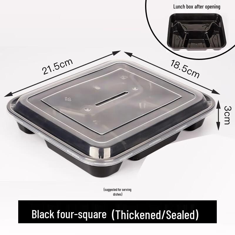 Shengbilai Disposable 4-Compartment Takeout Meal Boxes