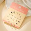 Titanium Steel One-week Stud Earrings 1 Combination Korean Fringed Bow Ins Versatile Cute Earrings for Women