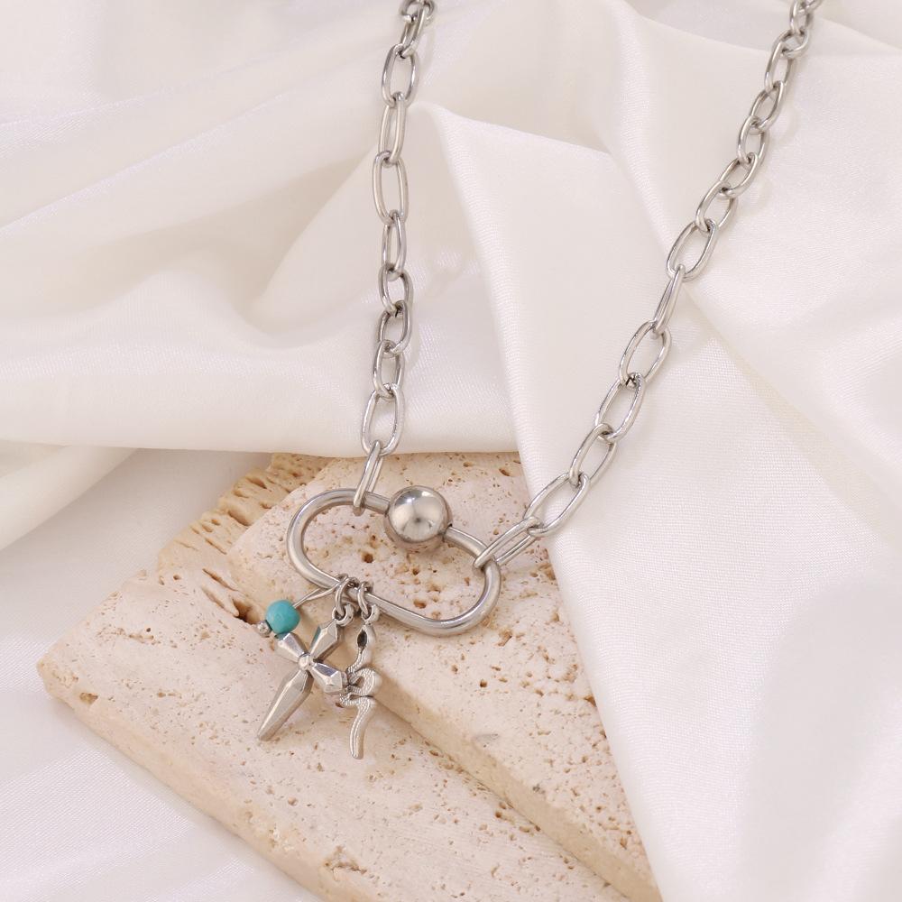 Paperclip Charm Necklace for Women, Gold Chunky Charm Necklaces Starfish Seashell Jewelry Charms Boho Gift Minimalism Metallic Style