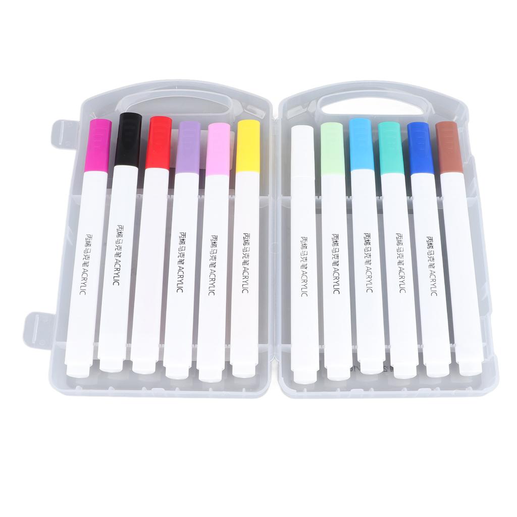 12 Pezzi Pennarelli Acrilici Colori Ricchi Struttura Triangolare Ergonomici Pennarelli Graffiti per Legno Tessuto Vetro Plastica