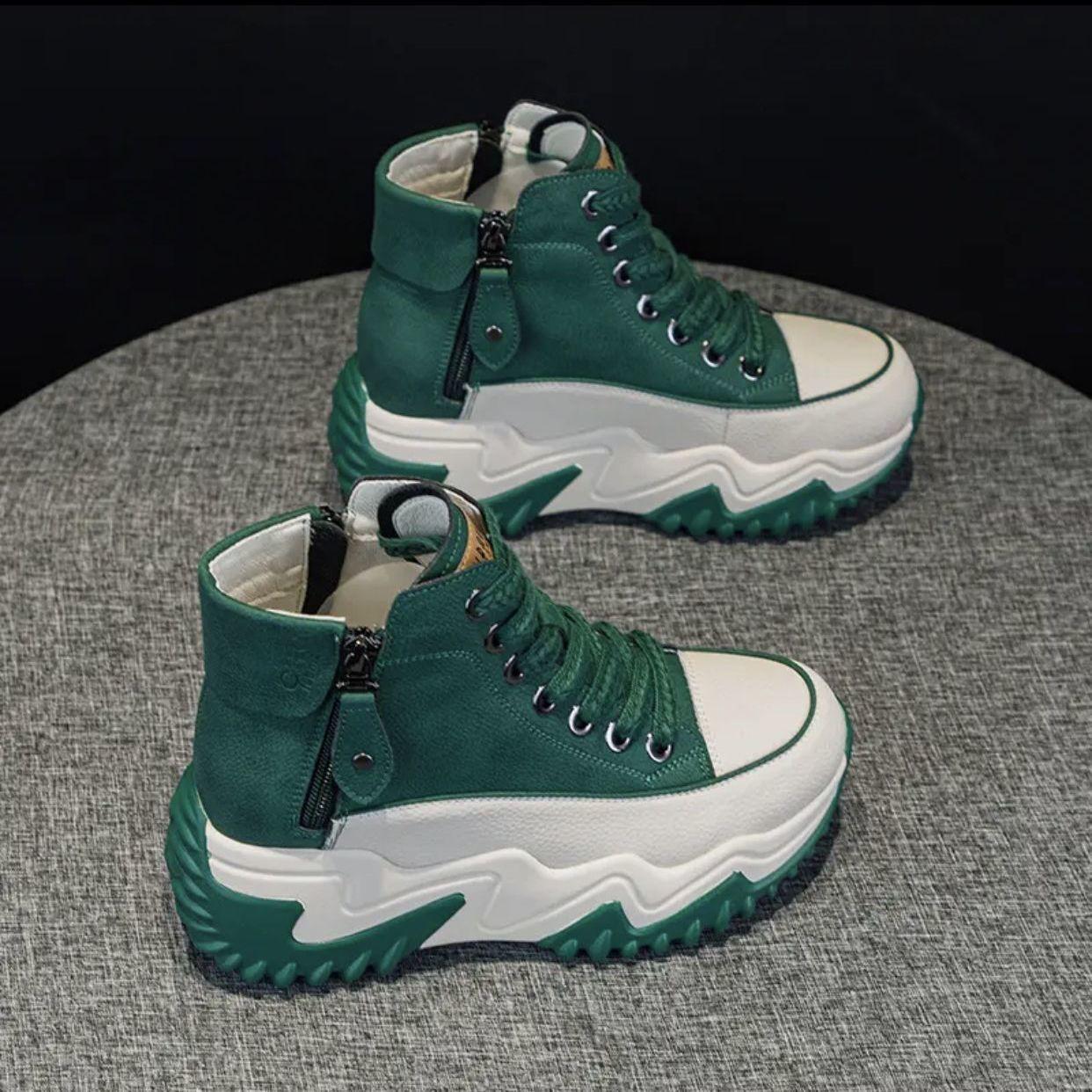 

Осенне-зимняя обувь Niche High-top Женская обувь на толстой подошве Повседневная спортивная обувь Hundred Take 39 зелёный