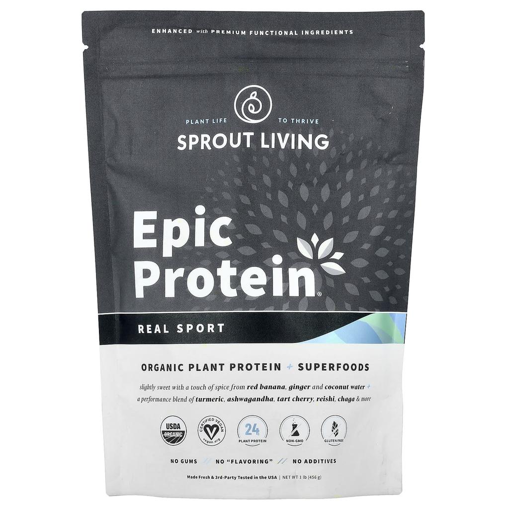 Epic Protein, Organic Plant Protein & Superfoods, Real Sports, 494G (1.1Lb)