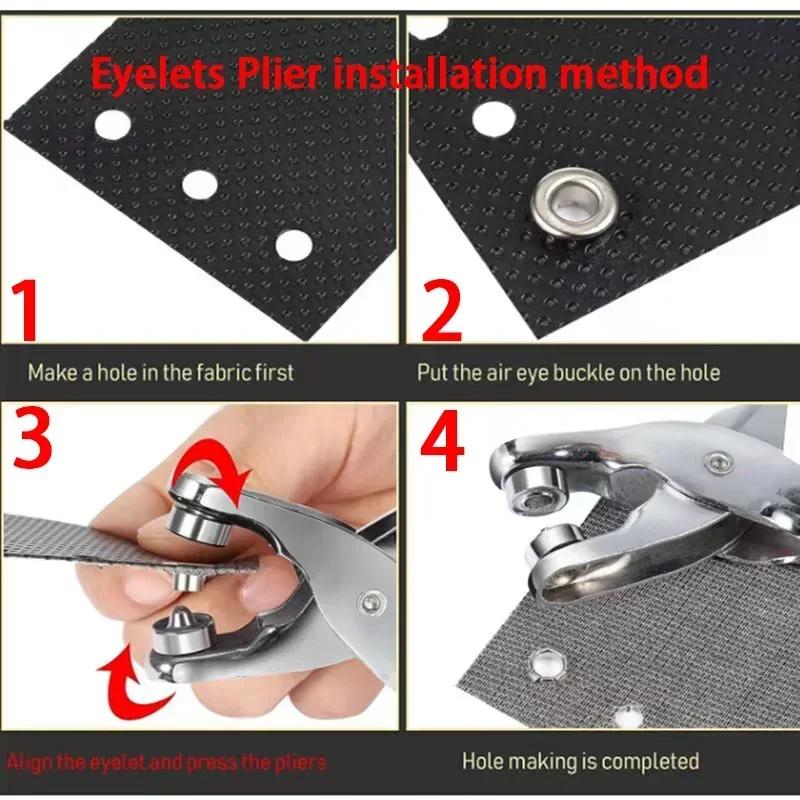 100pcs Prong Rings 4mm Buckle Buttons Metal Colour Pliers Snap Button Claw DIY Set Hand Pressure Plier Rivet Buckle Sew Tool