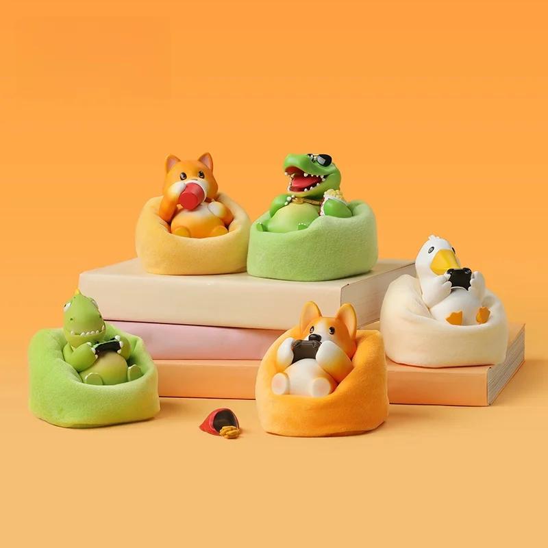New Partyanimals Anime Figure Party Animal Lying Win Series Handmade Cute Cat Duck Collection Figure Desktop Ornament Toy Gifts