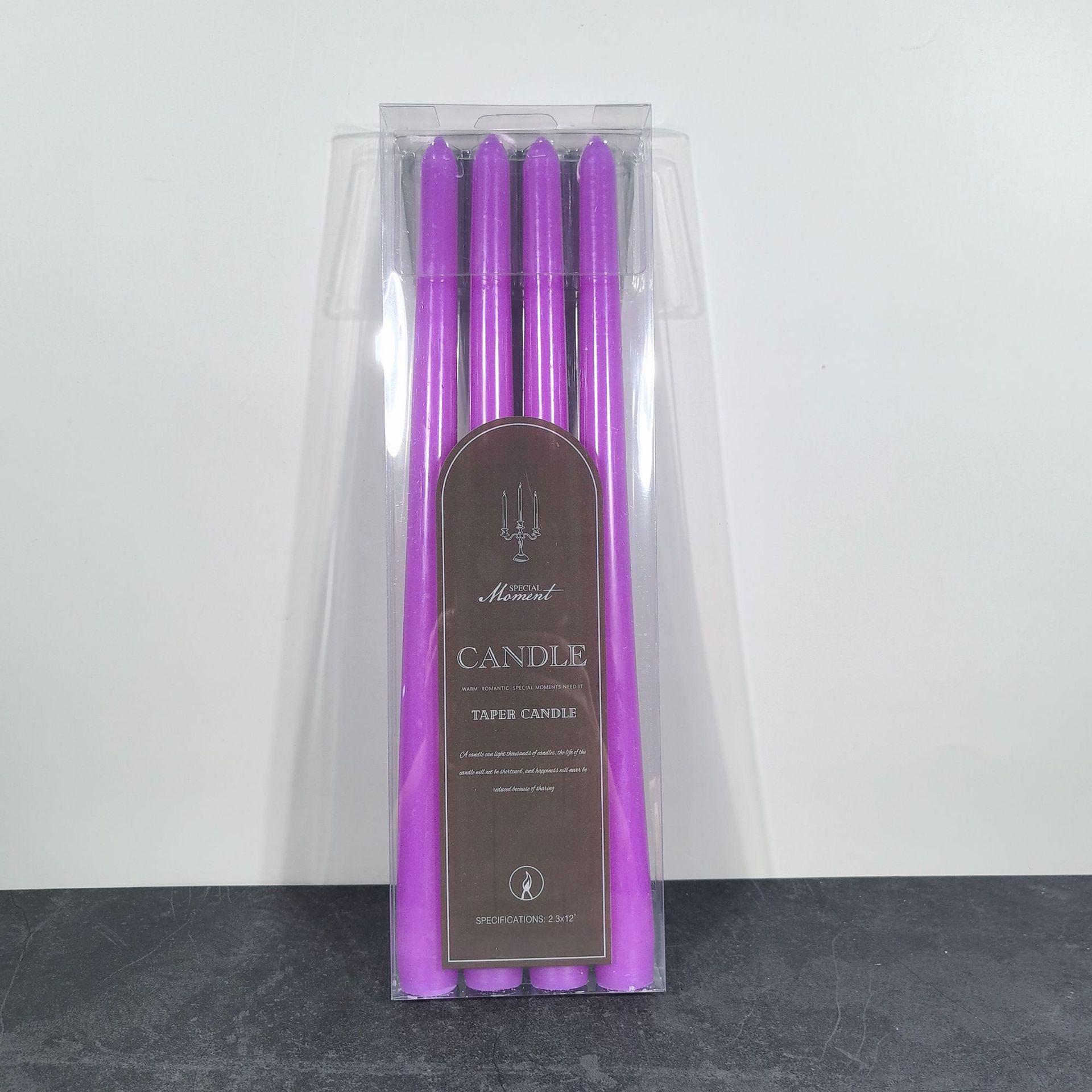 

Европейская классическая свеча на длинной ножке без дыма и запаха длиной 30 см для случаев отключения электроэнергии в доме и экстренных ситуаций. 2.2*30 cone rod фиолетовый