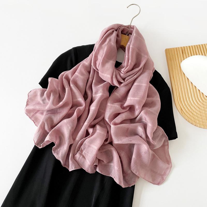 Solid Color Scarf for Women  European and American Headscarf  Spring and Summer Black Medium-length Scarf  Long Shawl