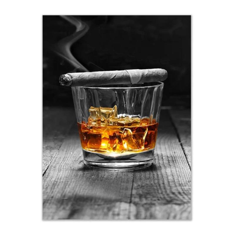 Vintage Wine Bottle and Glass Canvas Painting Posters and Prints Wall Art Picture Living Room Home Office Kitchen Decor Cuadros