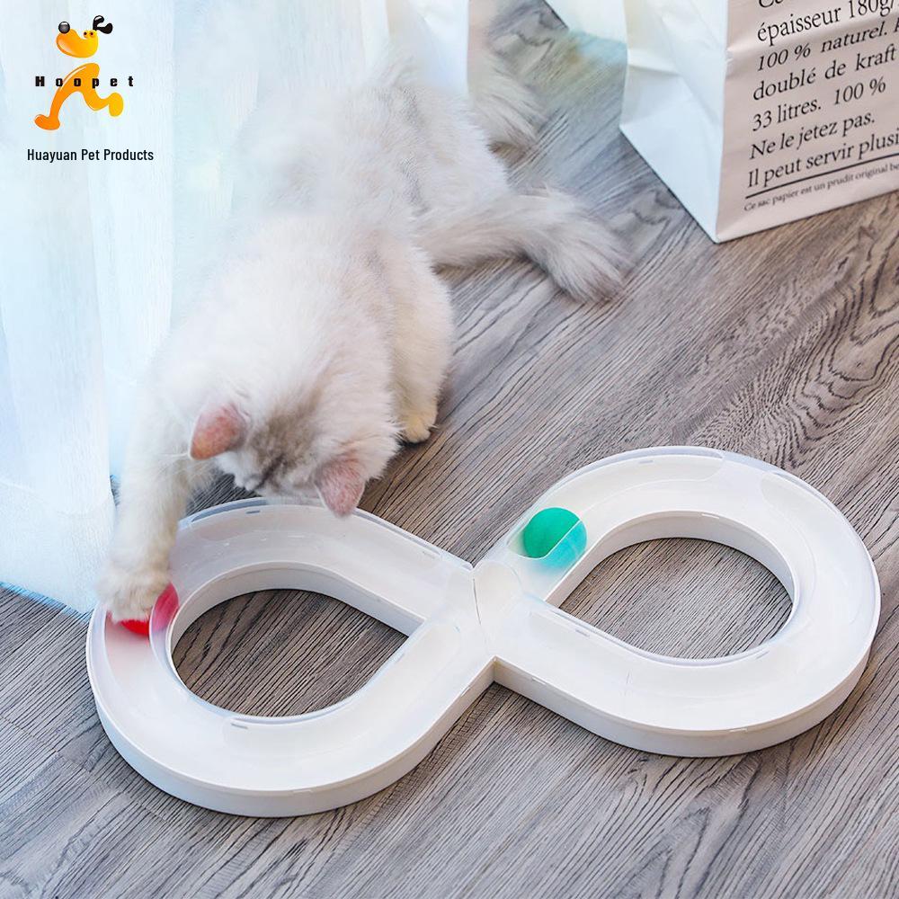Self-Playing Cat Turntable Toy with Automatic Teasing Stick & Track Ball for Boredom Relief