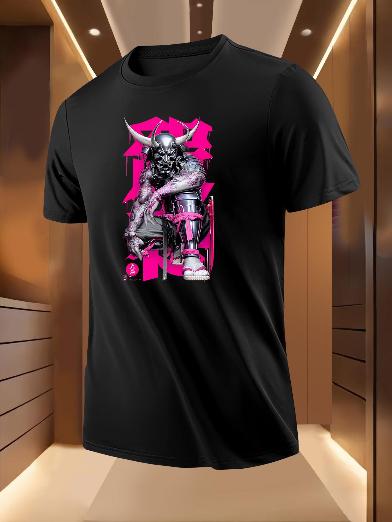 Pink Grey Warrior Graphic Tshirt - Breathable Lightweight... XXXL