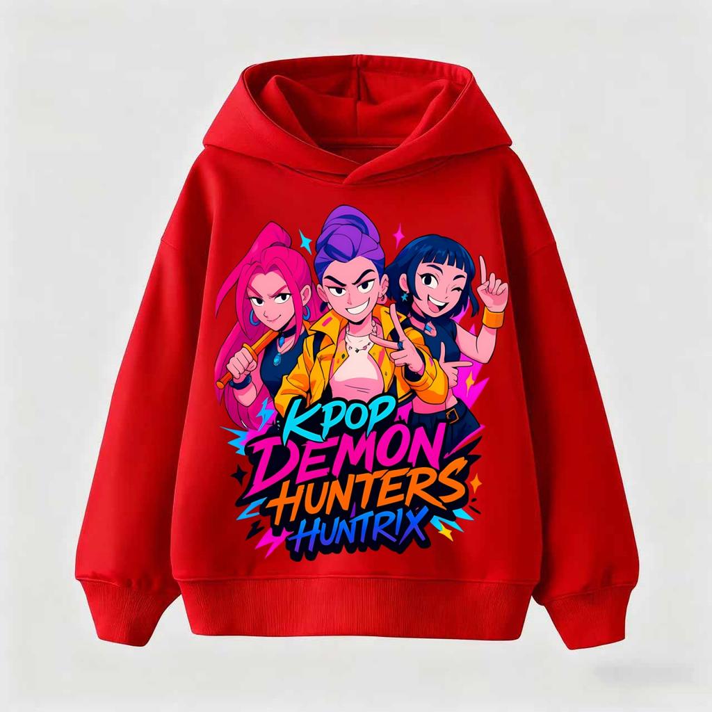 New Children's cotton sweatshirt Korean Wave Demon Hunter Print Fashion Casual 2025Movie Round Neck Cartoon Girl Casual Clothing