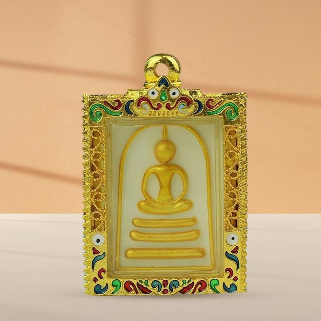 Phra Somdej Buddha Thai Amulett Halsband Hänge Retro Vintage Skyddande Charm Talisman Kraftfull Rikedom Framgång Hälsa Lycka Smycken Thailand Reproduktion