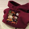 Cute Wine-red Hooded Sweatshirt for Children, Loose and Casual Coat for Boys and Girls In Autumn and Winter