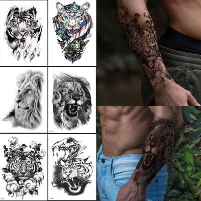 Animal Tattoo Sticker, Liger Tattoo Sticker, Half Arm Waterproof Tattoo Sticker, Large Picture Temporary Sticker Tattoo