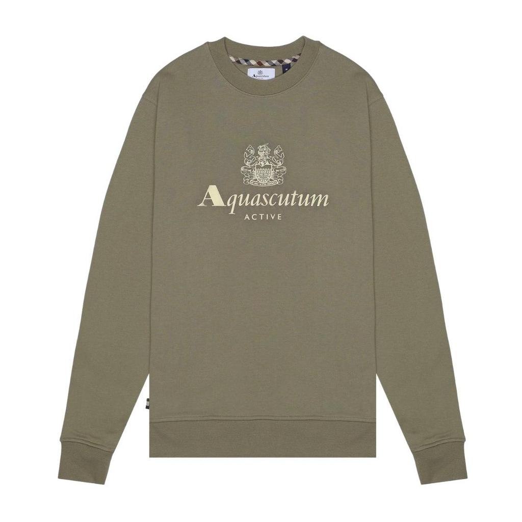 Aquascutum Herren Sweatshirt mit großem Logo und Rundhalsausschnitt