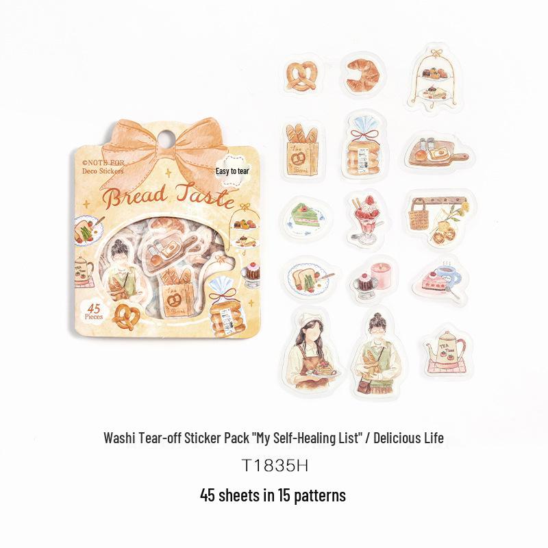 

Washi Easy-Tear Sticker Pack: My Self-Healing Journal Series - Life Materials (4 Types)