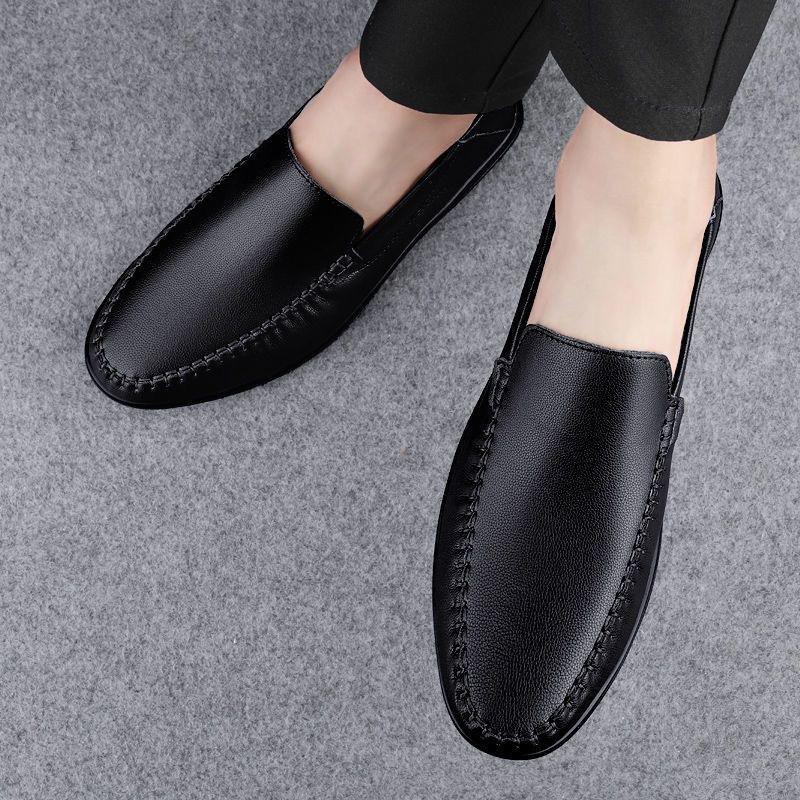 2025 Autumn New Soft Leather Soft-soled Men's Leather Shoes, Light and Breathable Pedals, Doudou Versatile Korean Version of Trendy Men's Shoes