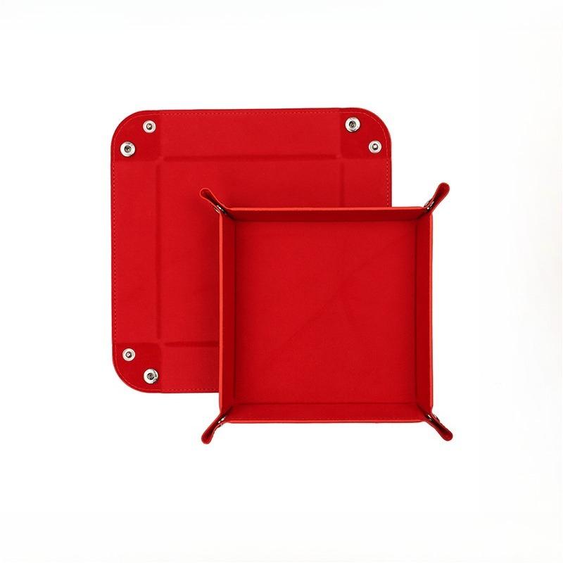 Dice Plate Foldable Dice Tray Leather Game Four Corners Folded Tray Hexagon Dice Game Storage Tray Home Decoration Storage Tray